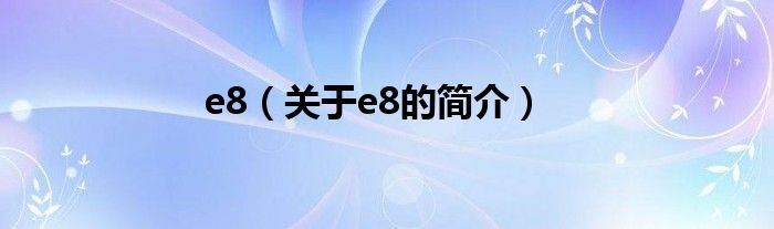 e8（關(guān)于e8的簡介）