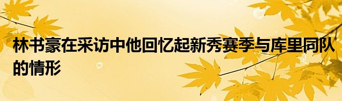 林書(shū)豪在采訪中他回憶起新秀賽季與庫(kù)里同隊(duì)的情形