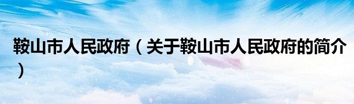 鞍山市人民政府（關(guān)于鞍山市人民政府的簡(jiǎn)介）