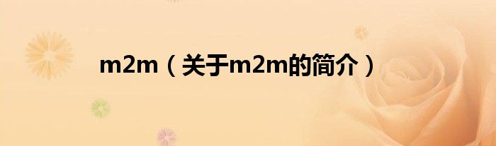 m2m（關(guān)于m2m的簡介）