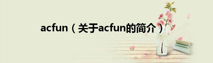 acfun（關(guān)于acfun的簡介）