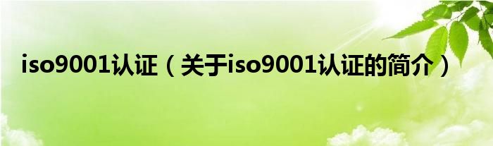 iso9001認(rèn)證（關(guān)于iso9001認(rèn)證的簡介）