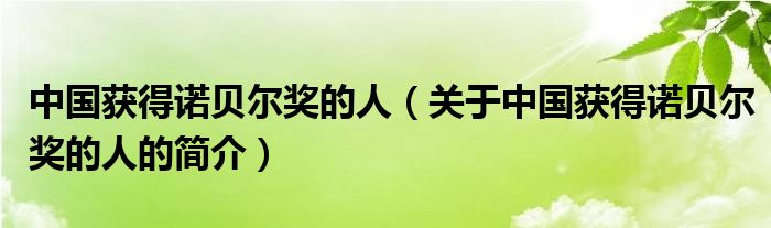 中國獲得諾貝爾獎的人（關(guān)于中國獲得諾貝爾獎的人的簡介）