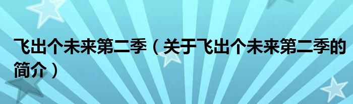 飛出個(gè)未來第二季（關(guān)于飛出個(gè)未來第二季的簡介）