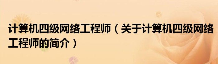 計算機四級網(wǎng)絡工程師（關于計算機四級網(wǎng)絡工程師的簡介）