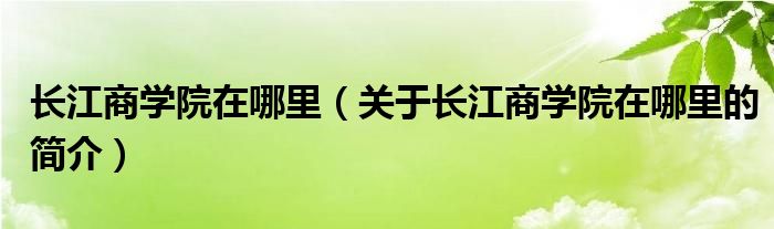 長江商學院在哪里（關(guān)于長江商學院在哪里的簡介）