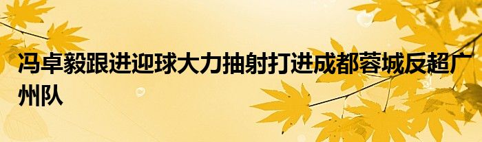 馮卓毅跟進迎球大力抽射打進成都蓉城反超廣州隊