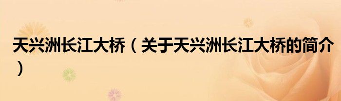 天興洲長(zhǎng)江大橋（關(guān)于天興洲長(zhǎng)江大橋的簡(jiǎn)介）