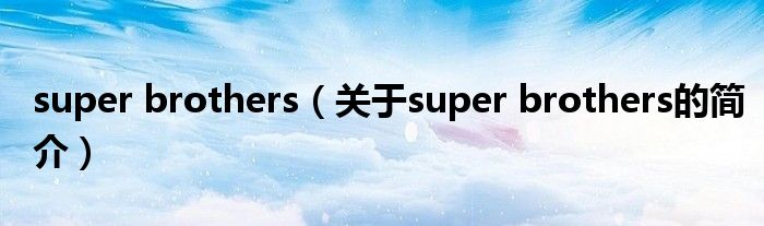 super brothers（關(guān)于super brothers的簡介）