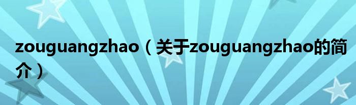 zouguangzhao（關于zouguangzhao的簡介）