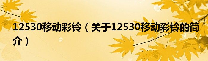 12530移動彩鈴（關(guān)于12530移動彩鈴的簡介）