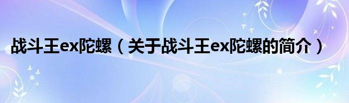 戰(zhàn)斗王ex陀螺（關(guān)于戰(zhàn)斗王ex陀螺的簡(jiǎn)介）