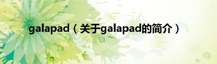 galapad（關于galapad的簡介）