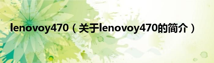 lenovoy470（關于lenovoy470的簡介）