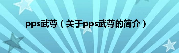 pps武尊（關于pps武尊的簡介）