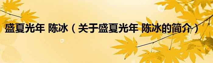 盛夏光年 陳冰（關(guān)于盛夏光年 陳冰的簡(jiǎn)介）