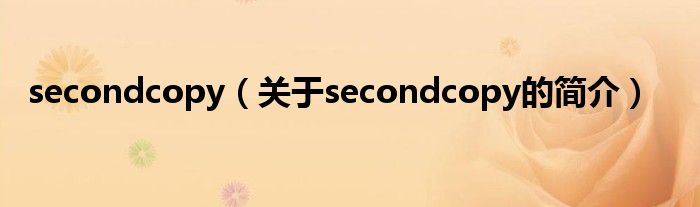 secondcopy（關于secondcopy的簡介）