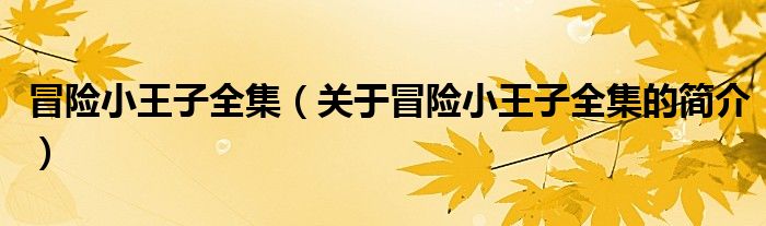 冒險小王子全集（關(guān)于冒險小王子全集的簡介）