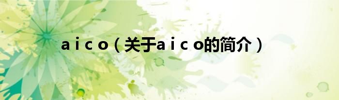 a i c o（關(guān)于a i c o的簡介）