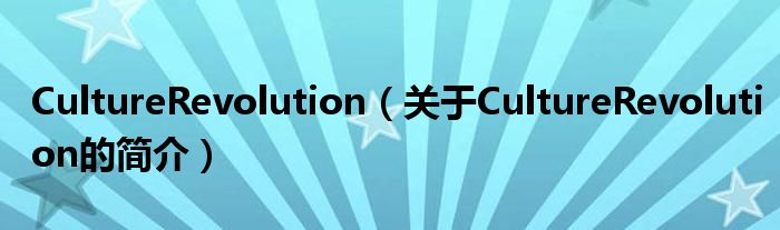 CultureRevolution（關(guān)于CultureRevolution的簡(jiǎn)介）