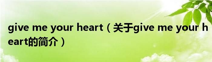 give me your heart（關于give me your heart的簡介）