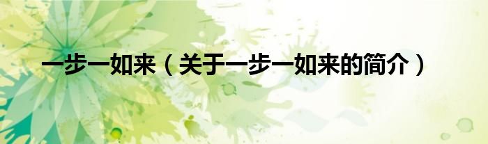 一步一如來(lái)（關(guān)于一步一如來(lái)的簡(jiǎn)介）