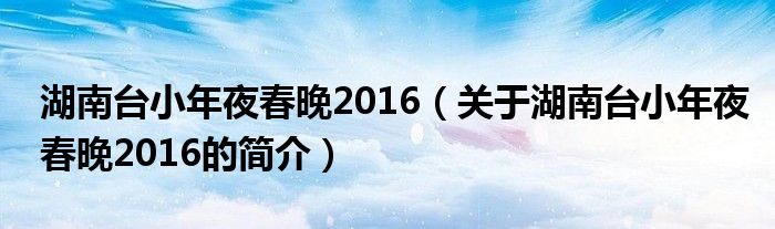 湖南臺小年夜春晚2016（關(guān)于湖南臺小年夜春晚2016的簡介）