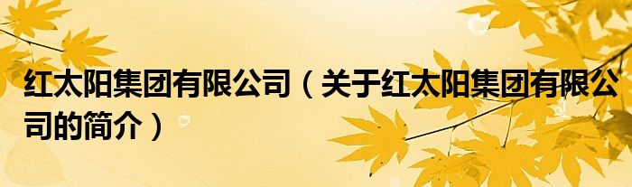 紅太陽(yáng)集團(tuán)有限公司（關(guān)于紅太陽(yáng)集團(tuán)有限公司的簡(jiǎn)介）