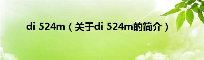 di 524m（關(guān)于di 524m的簡(jiǎn)介）