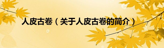 人皮古卷（關(guān)于人皮古卷的簡(jiǎn)介）