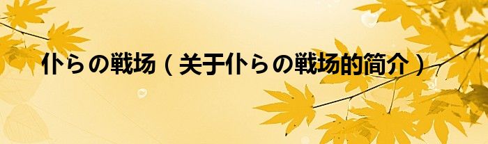 仆らの戦場(chǎng)（關(guān)于仆らの戦場(chǎng)的簡介）