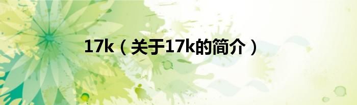 17k（關(guān)于17k的簡(jiǎn)介）