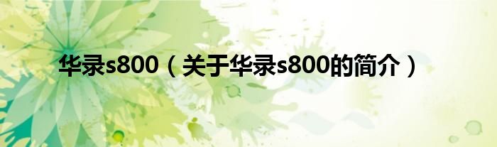 華錄s800（關(guān)于華錄s800的簡(jiǎn)介）