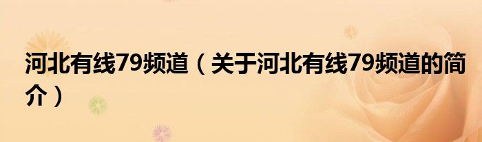 河北有線79頻道（關(guān)于河北有線79頻道的簡介）