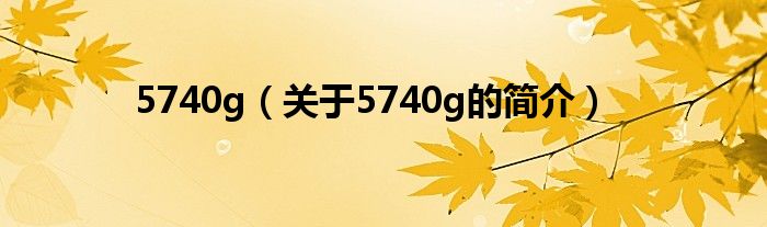 5740g（關(guān)于5740g的簡(jiǎn)介）