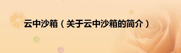 云中沙箱（關(guān)于云中沙箱的簡(jiǎn)介）