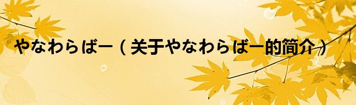 やなわらばー（關于やなわらばー的簡介）