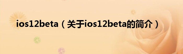 ios12beta（關(guān)于ios12beta的簡介）