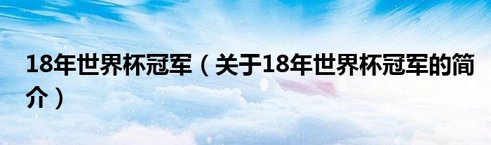 18年世界杯冠軍（關于18年世界杯冠軍的簡介）