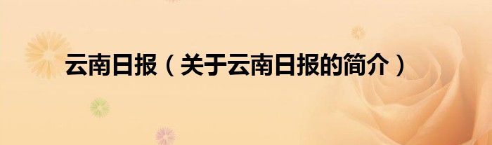 云南日?qǐng)?bào)（關(guān)于云南日?qǐng)?bào)的簡介）