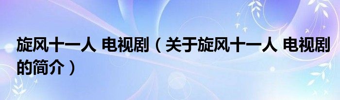 旋風(fēng)十一人 電視?。P(guān)于旋風(fēng)十一人 電視劇的簡(jiǎn)介）