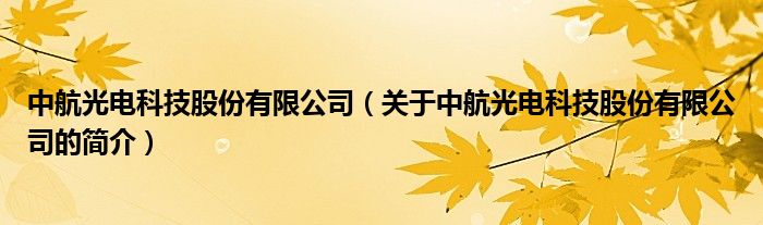 中航光電科技股份有限公司（關(guān)于中航光電科技股份有限公司的簡介）