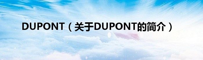 DUPONT（關于DUPONT的簡介）