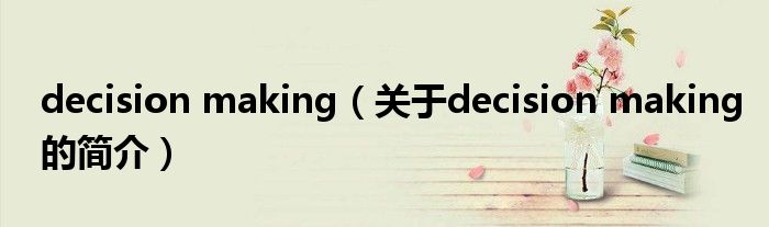 decision making（關(guān)于decision making的簡介）