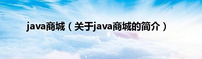 java商城（關于java商城的簡介）