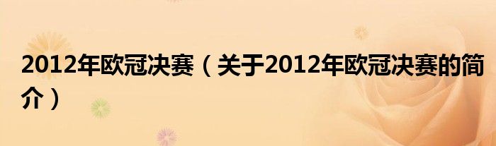 2012年歐冠決賽（關于2012年歐冠決賽的簡介）