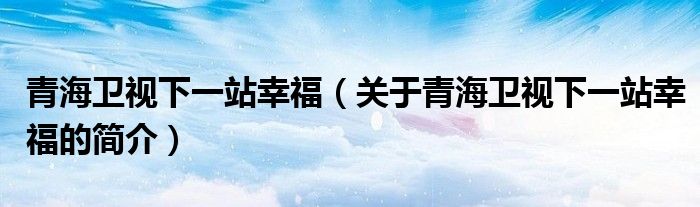 青海衛(wèi)視下一站幸福（關于青海衛(wèi)視下一站幸福的簡介）