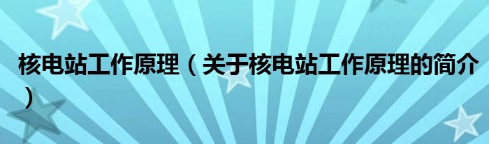 核電站工作原理（關(guān)于核電站工作原理的簡(jiǎn)介）