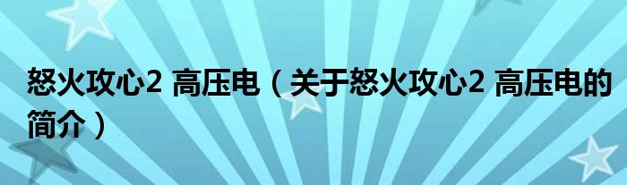 怒火攻心2 高壓電（關(guān)于怒火攻心2 高壓電的簡(jiǎn)介）