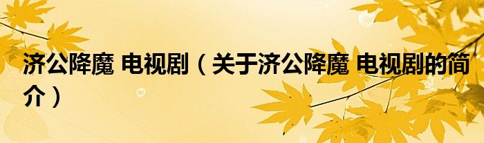 濟公降魔 電視?。P于濟公降魔 電視劇的簡介）